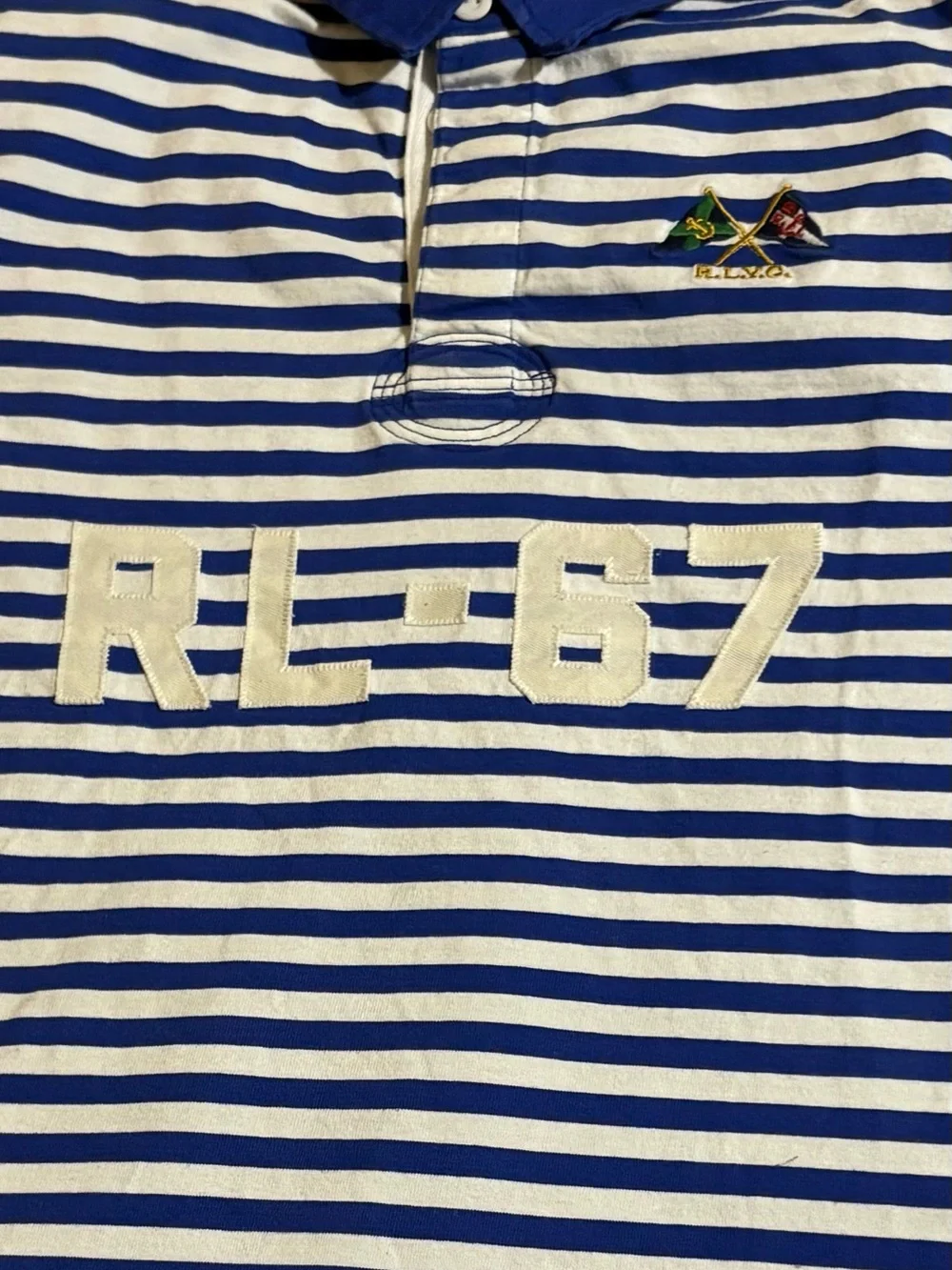 Polo Ralph Lauren Boys RL-67 Blue & White Rugby Shirt Size Large (14-16) NWOT